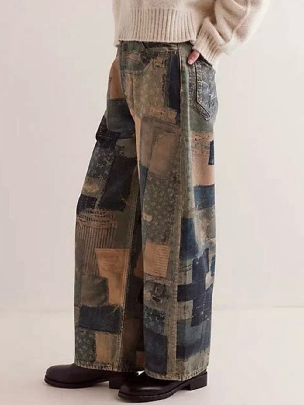 We The Free Illusions Relaxed Fit Barrel Jeans in Patchwork
